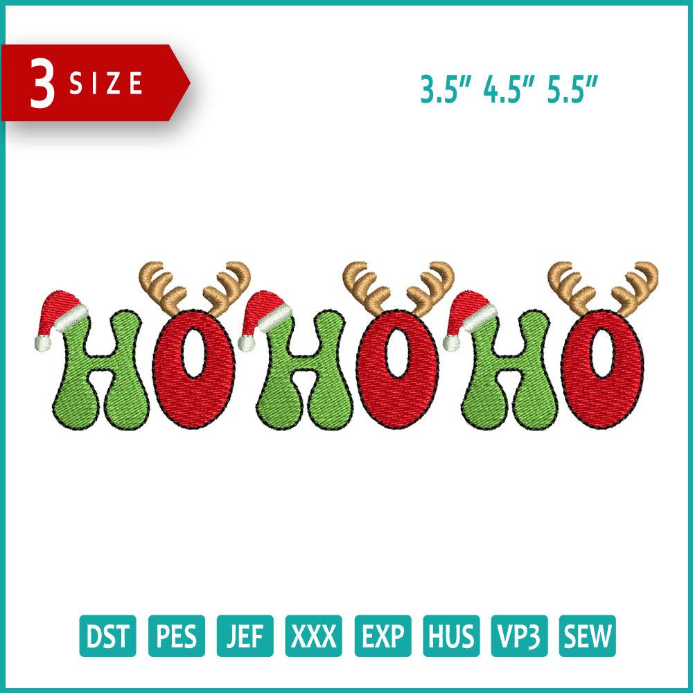 Christmas Ho Ho Ho v1 Embroidery Design Files - 3 Size's