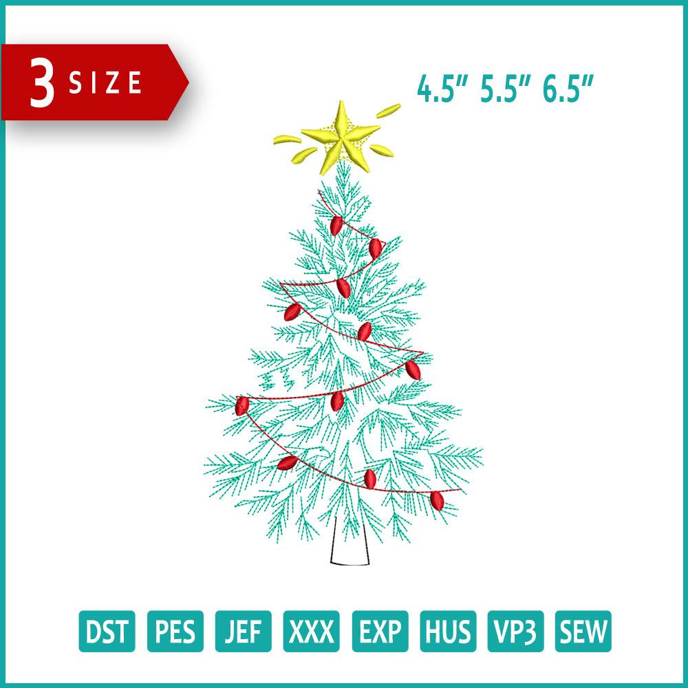 Christmas Tree v5 Embroidery Design Files - 3 Size's