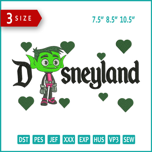 Beast Boy Disneyland Embroidery Design Files - 3 Size's