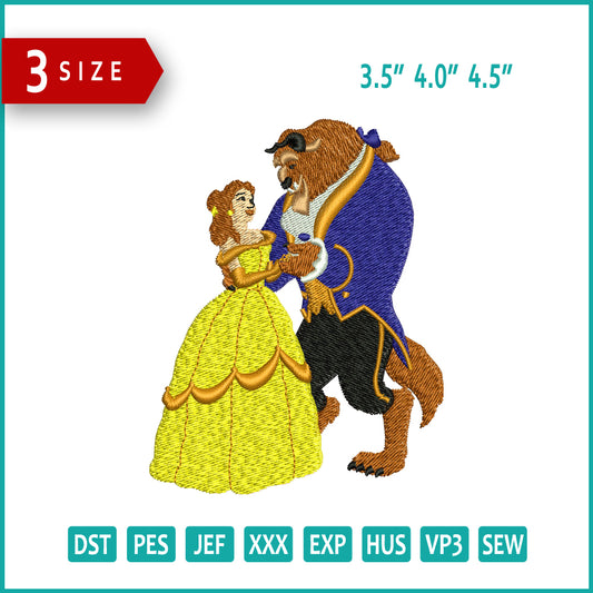 Beauty and The Beast Embroidery Design Files - 3 Size's