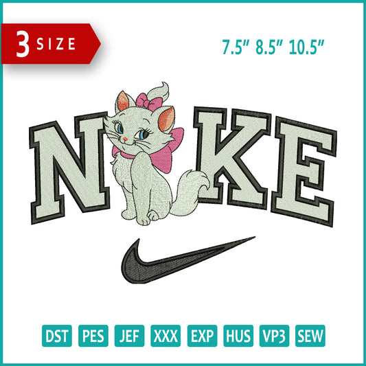Nike Marie Cat Embroidery Design Files - 3 Size's