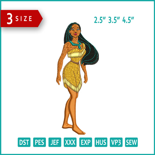 Pocahontas Embroidery Design Files - 3 Size's