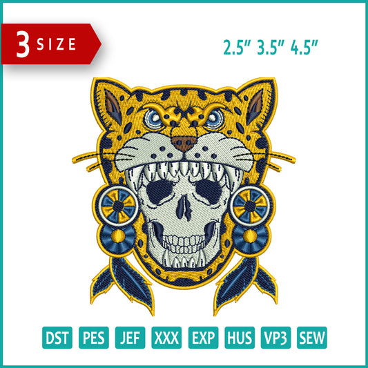 Skull Inside Lion Embroidery Design Files - 3 Size's