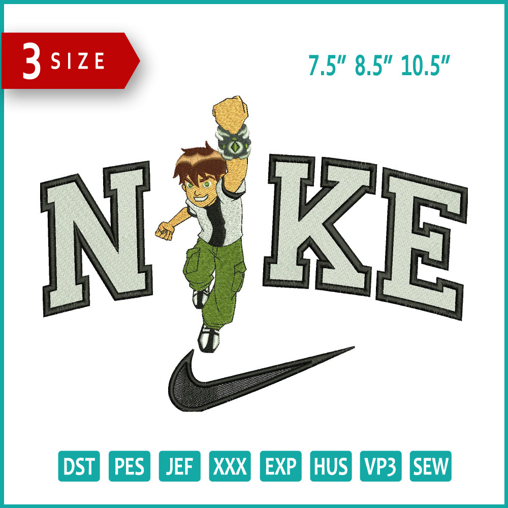 Nike Ben 10 Embroidery Design Files - 3 Sizes