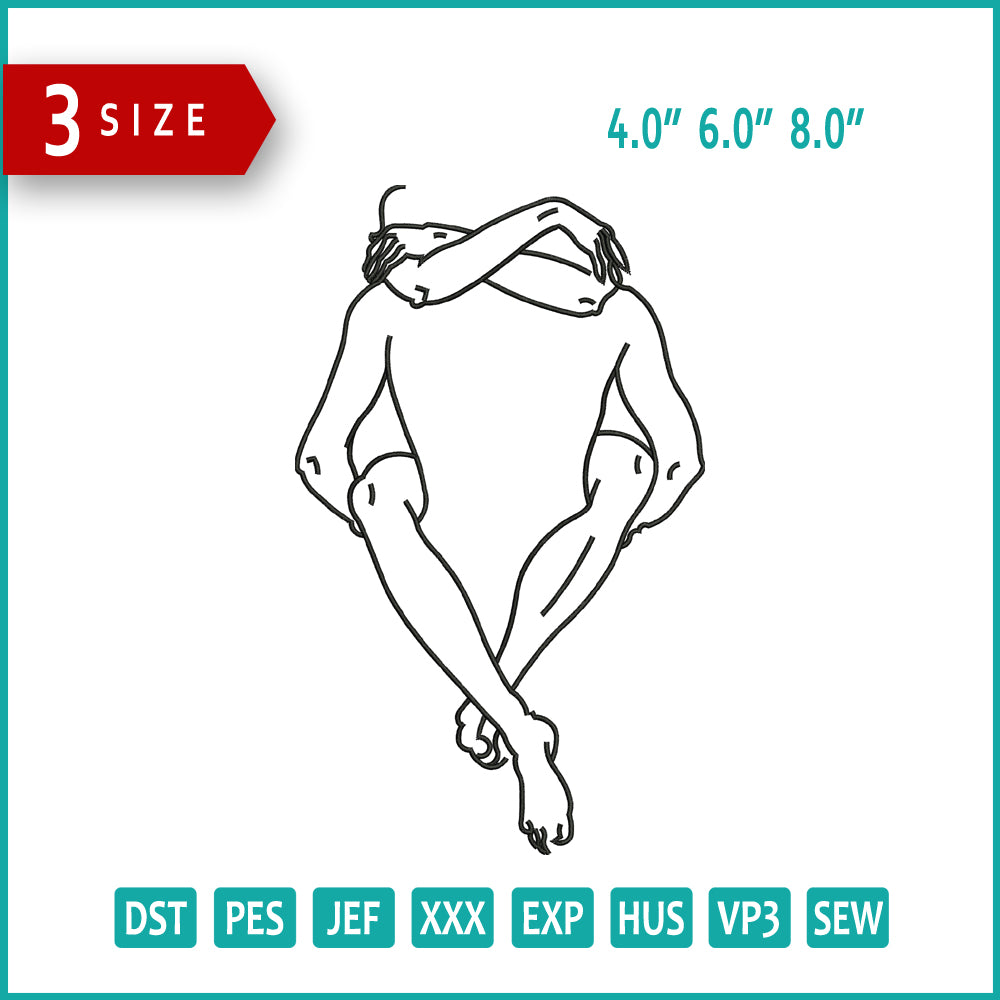 Couple v2 Embroidery Design Files - 3 Size's