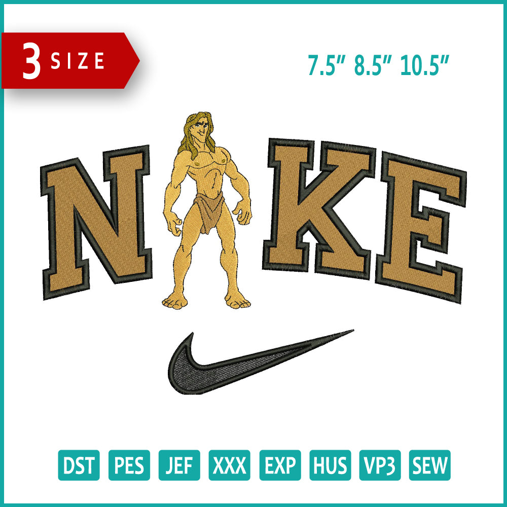 NIke Tarzan Embroidery Design Files - 3 Size's