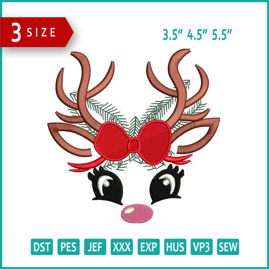 Lady Deer Embroidery Design Files - 3 Size's