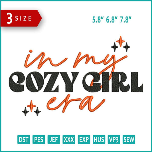 Cozy Girl Embroidery Design Files - 3 Size's