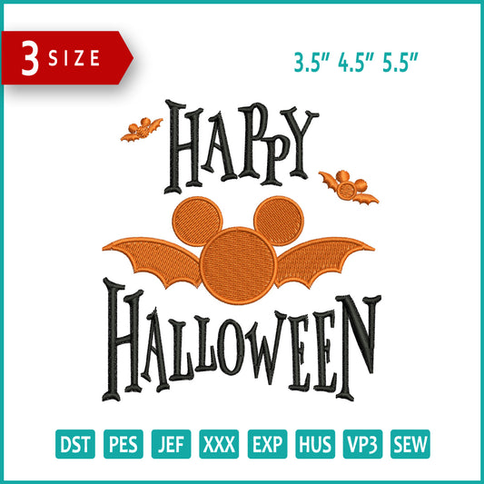 Archivos de diseño de bordado de Feliz Halloween - 3 tamaños