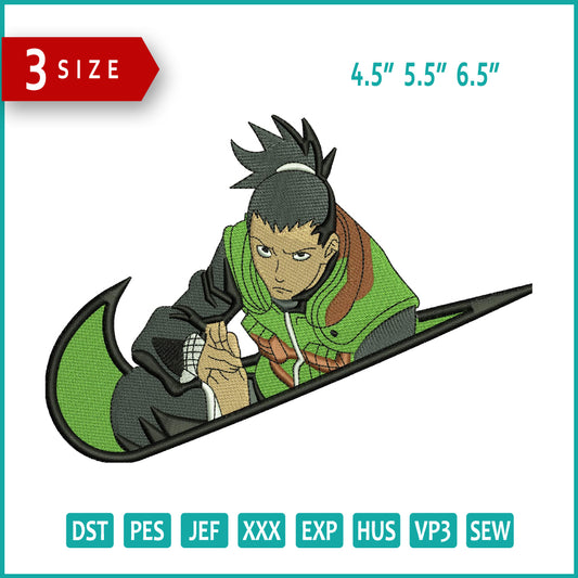 Shikamaru Nara Swoosh Embroidery Design Files - 3 Sizes