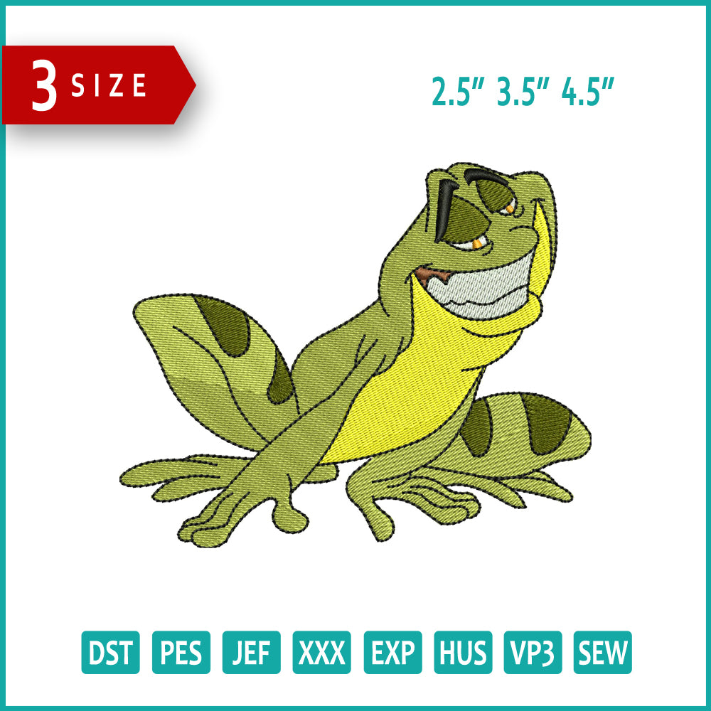 Prince Naveen Frog Embroidery Design Files - 3 Size's