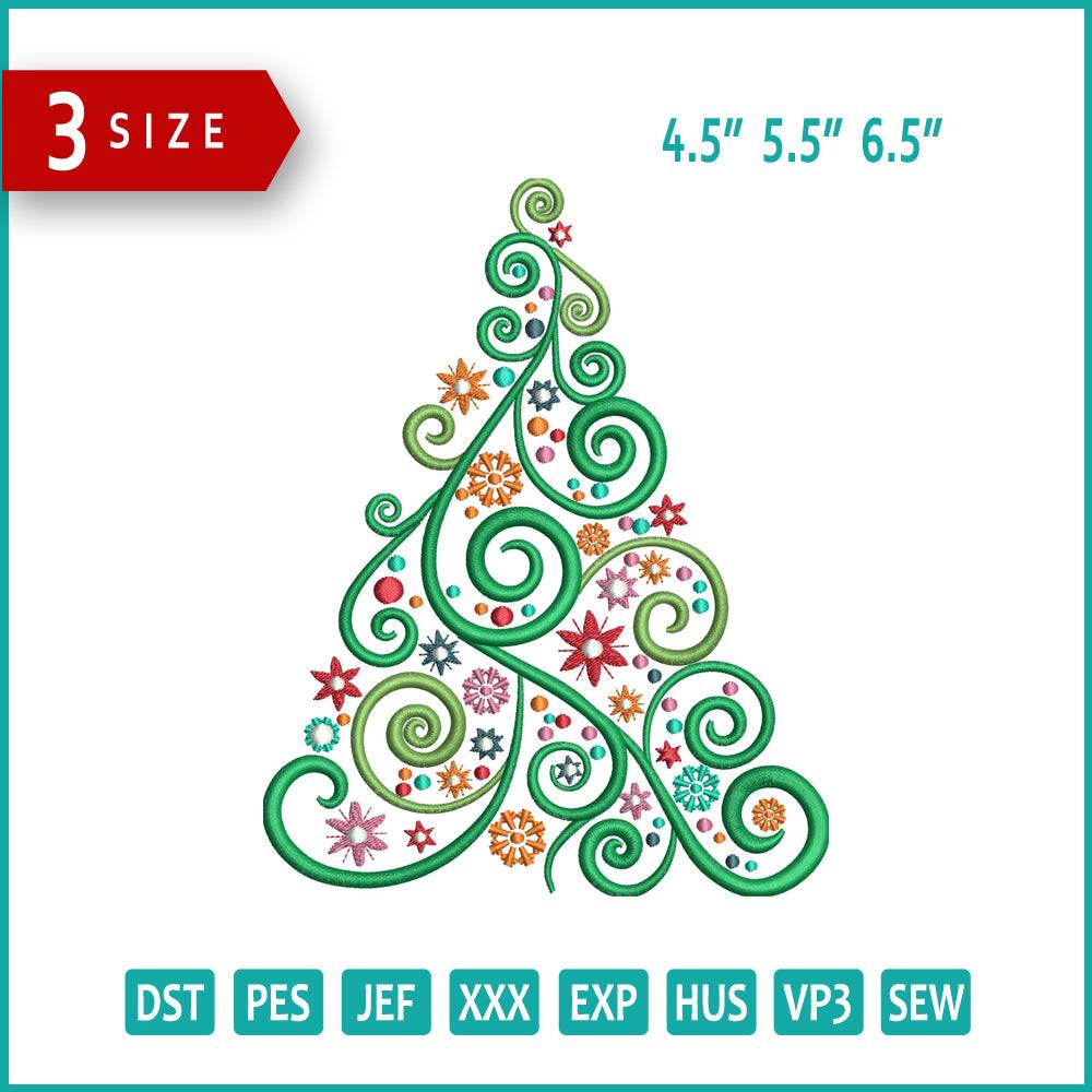 Christmas Tree v3 Embroidery Design Files - 3 Size's