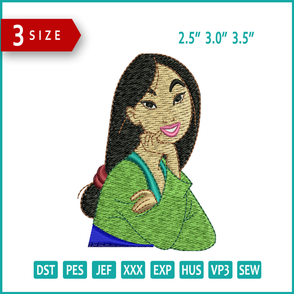 Mulan Embroidery Design Files - 3 Sizes