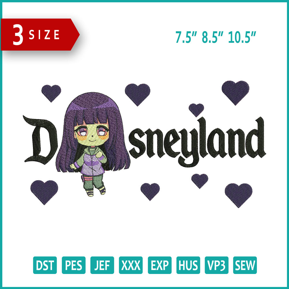 Chibi Hinata Disneyland Embroidery Design Files - 3 Size's