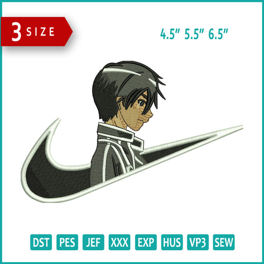 Kirito Swoosh Embroidery Design Files - 3 Sizes