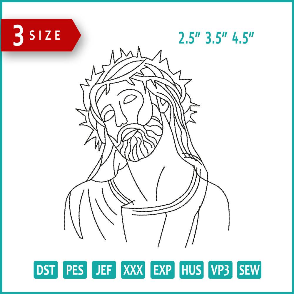 Jesus Christ Portrait Embroidery Design Files - 3 Size's