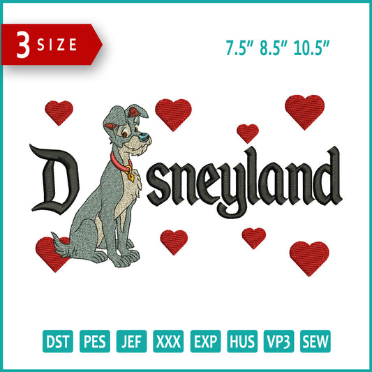 The Tramp Disneyland Embroidery Design File - 3 Sizes