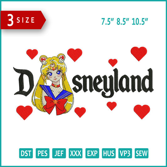 Sailor Moon Half Disneyland Embroidery Design Files - 3 Size's