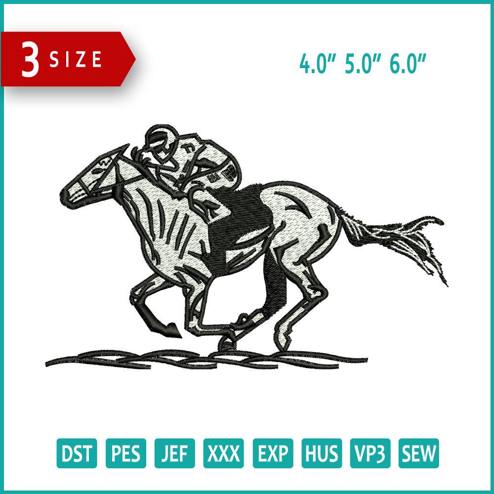 Horse with Man Embroidery Design Files - 3 Size's