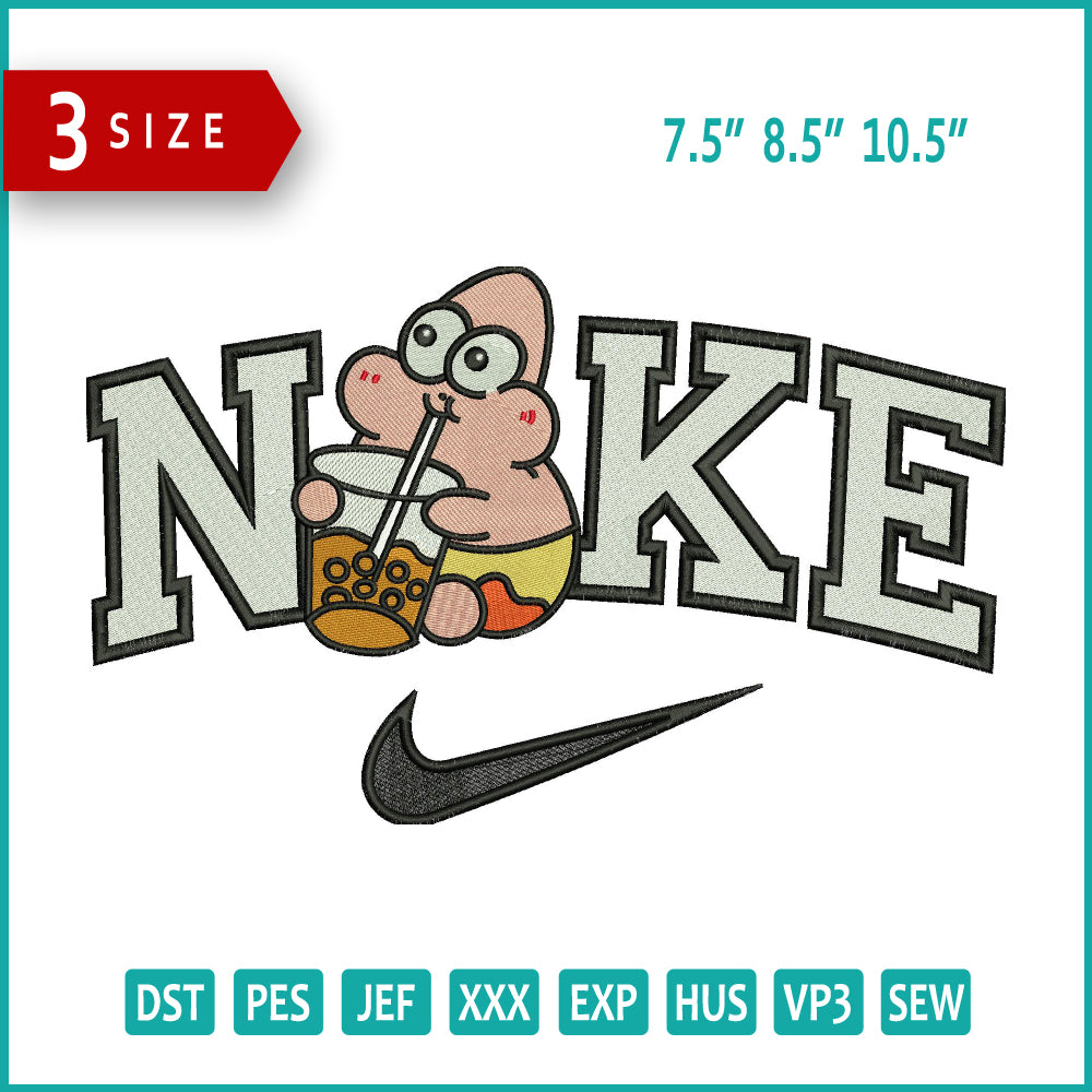 Nike Chibi Patrick Star Embroidery Design Files - 3 Size's