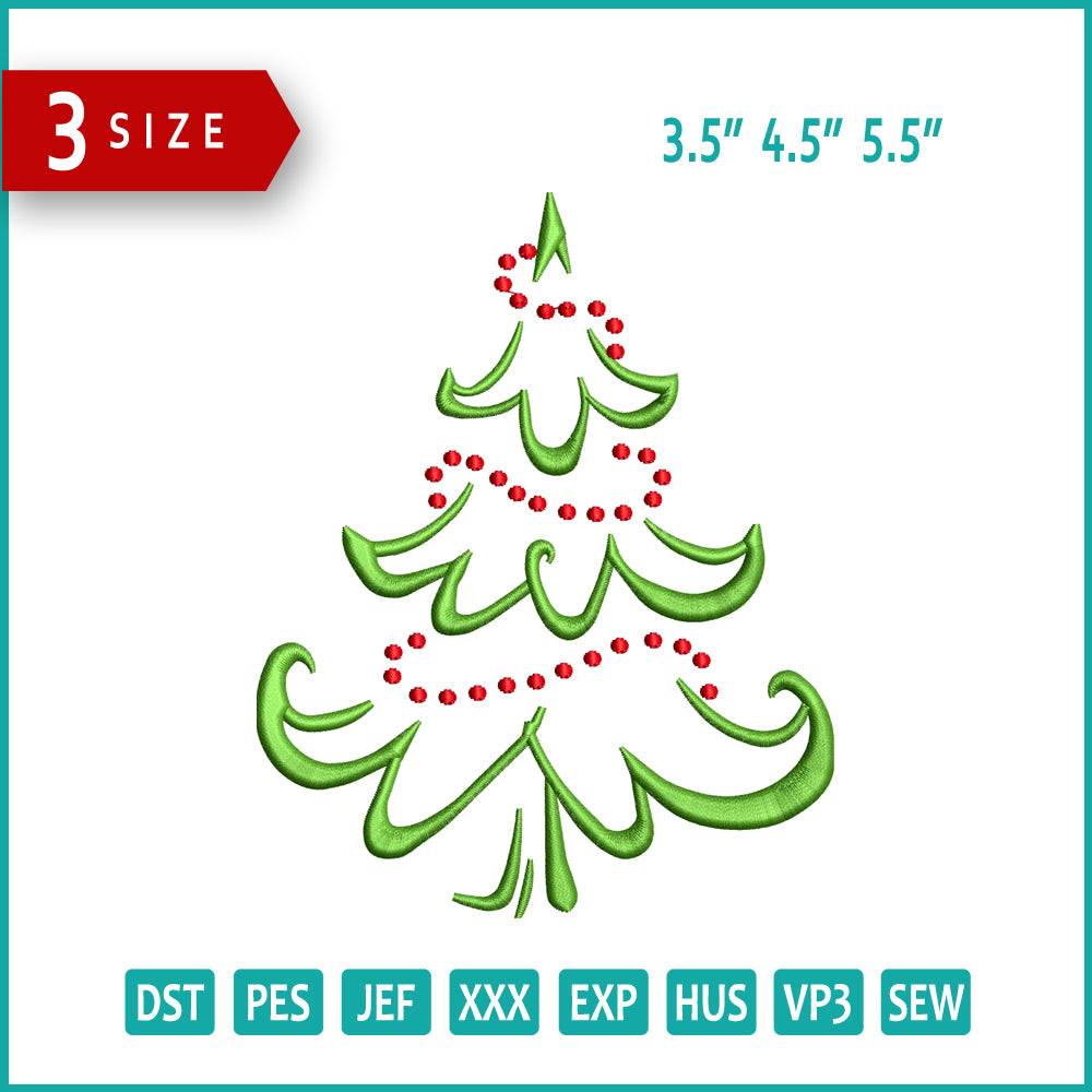 Christmas Tree v2 Embroidery Design Files - 3 Size's