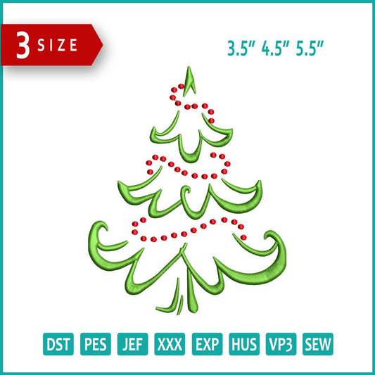 Christmas Tree v2 Embroidery Design Files - 3 Size's