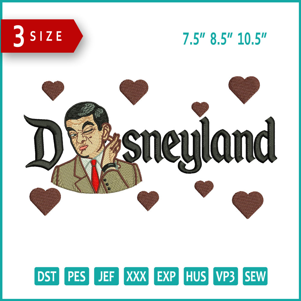 Mr Bean Disneyland Embroidery Design Files - 3 Size's