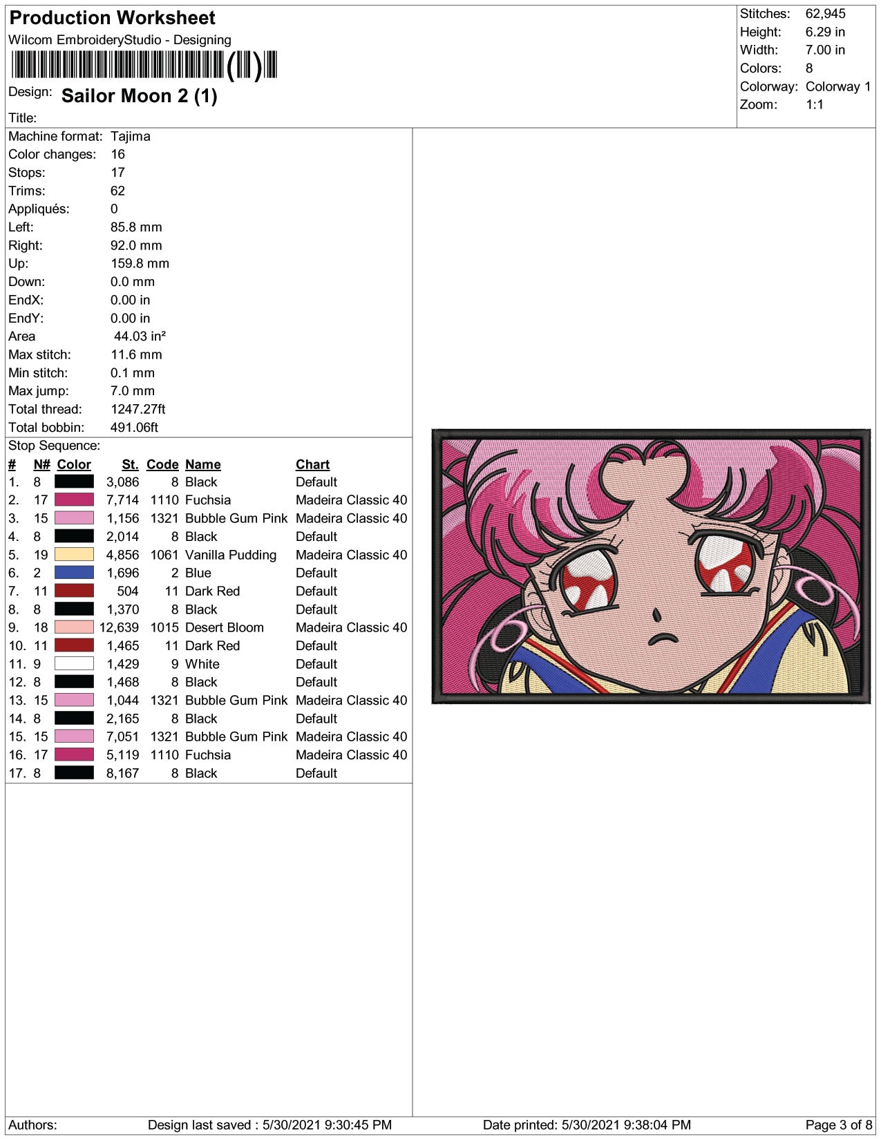 Sailor Moon v4 Embroidery Design Files - 4 Size's
