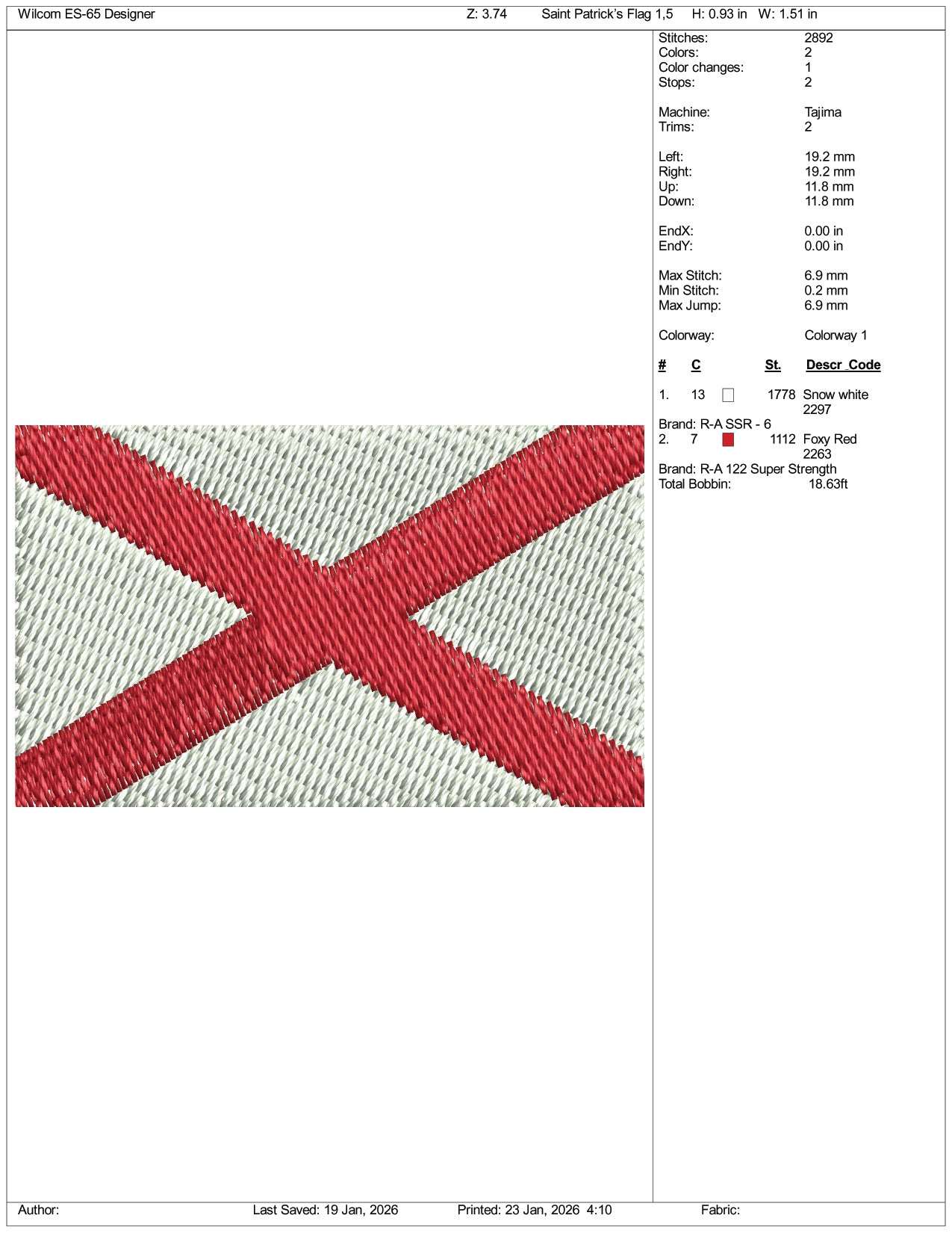 Saint Patricks Flag Embroidery Design Files - 3 Size's