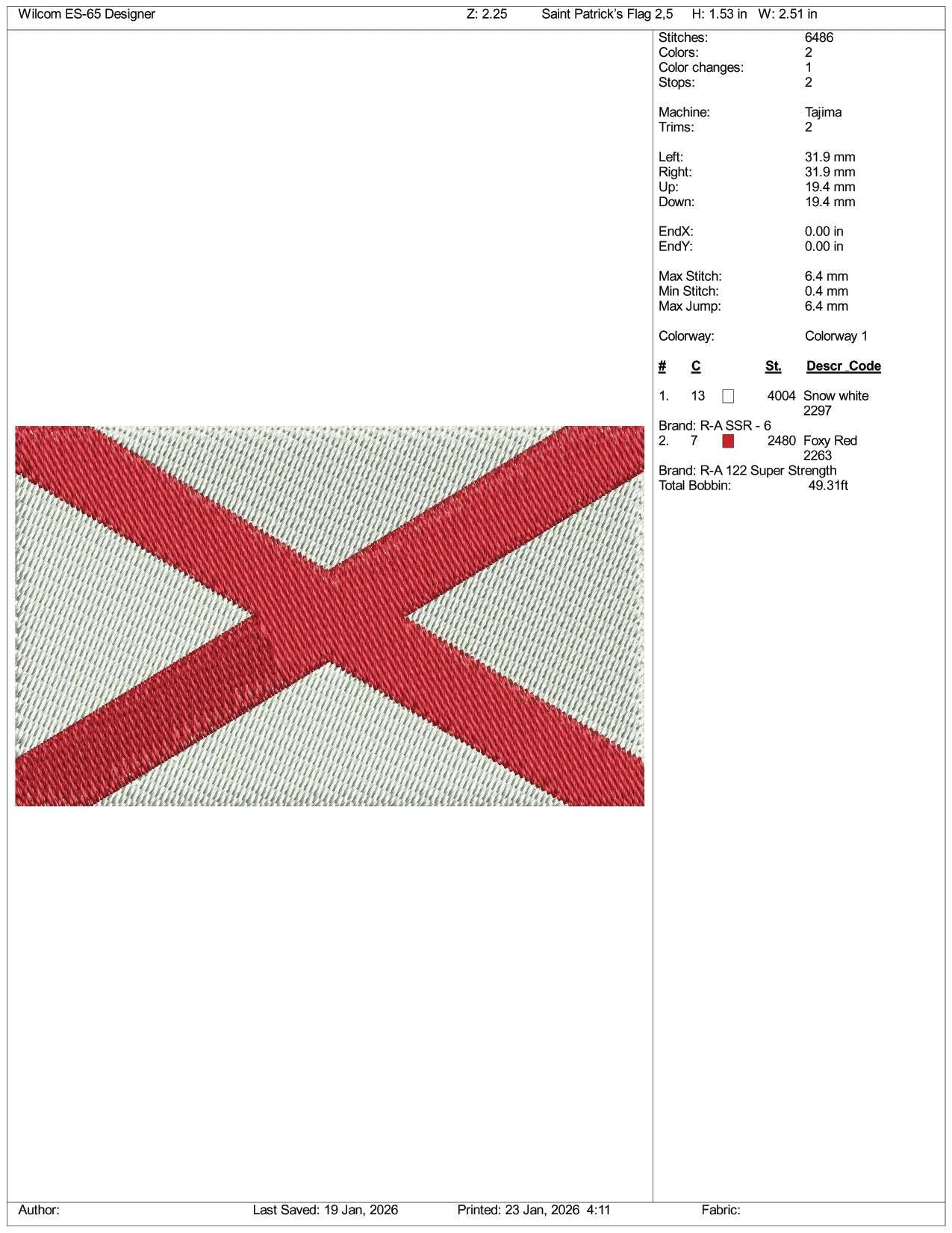 Saint Patricks Flag Embroidery Design Files - 3 Size's