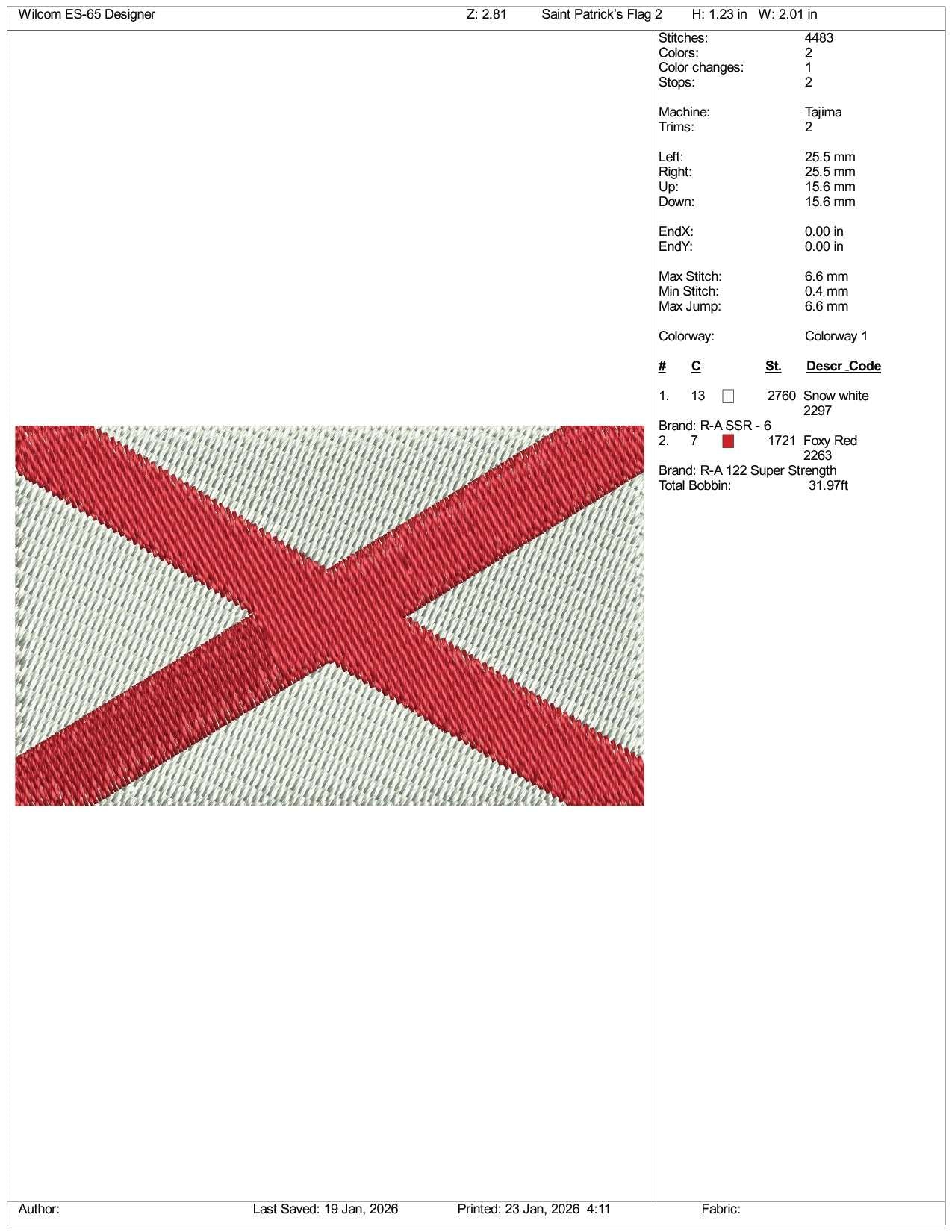 Saint Patricks Flag Embroidery Design Files - 3 Size's