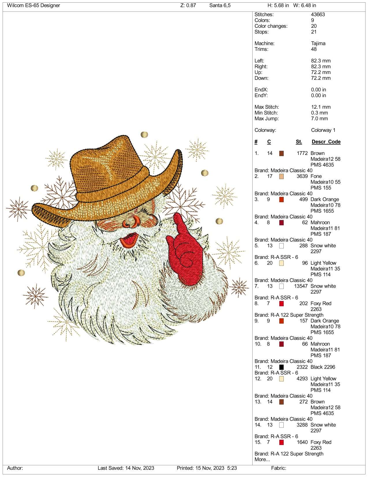 Christmas Santa v4 Embroidery Design Files - 3 Size's