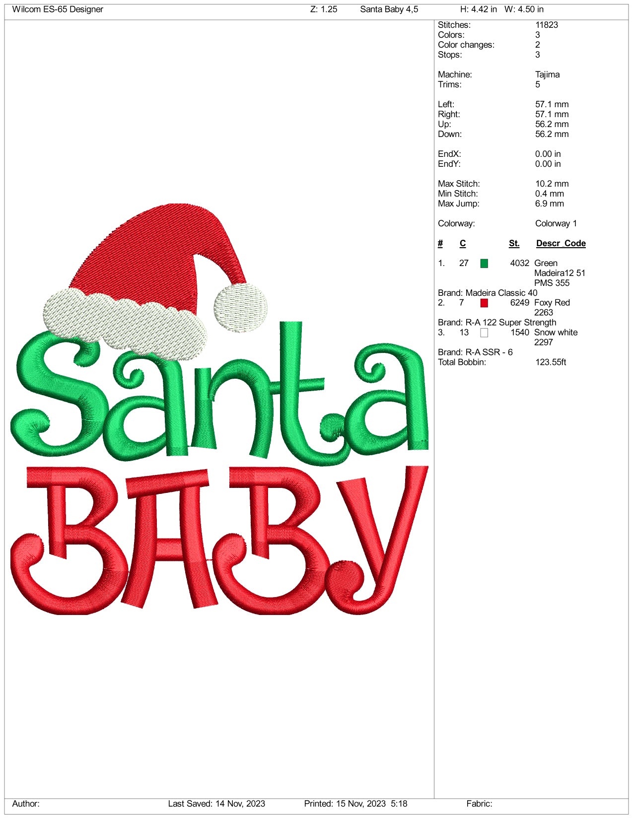 Santa Baby Embroidery Design Files - 3 Size's