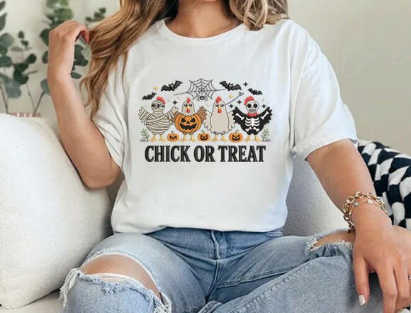 Chick or Treat Embroidery Design Files - 5 Size's