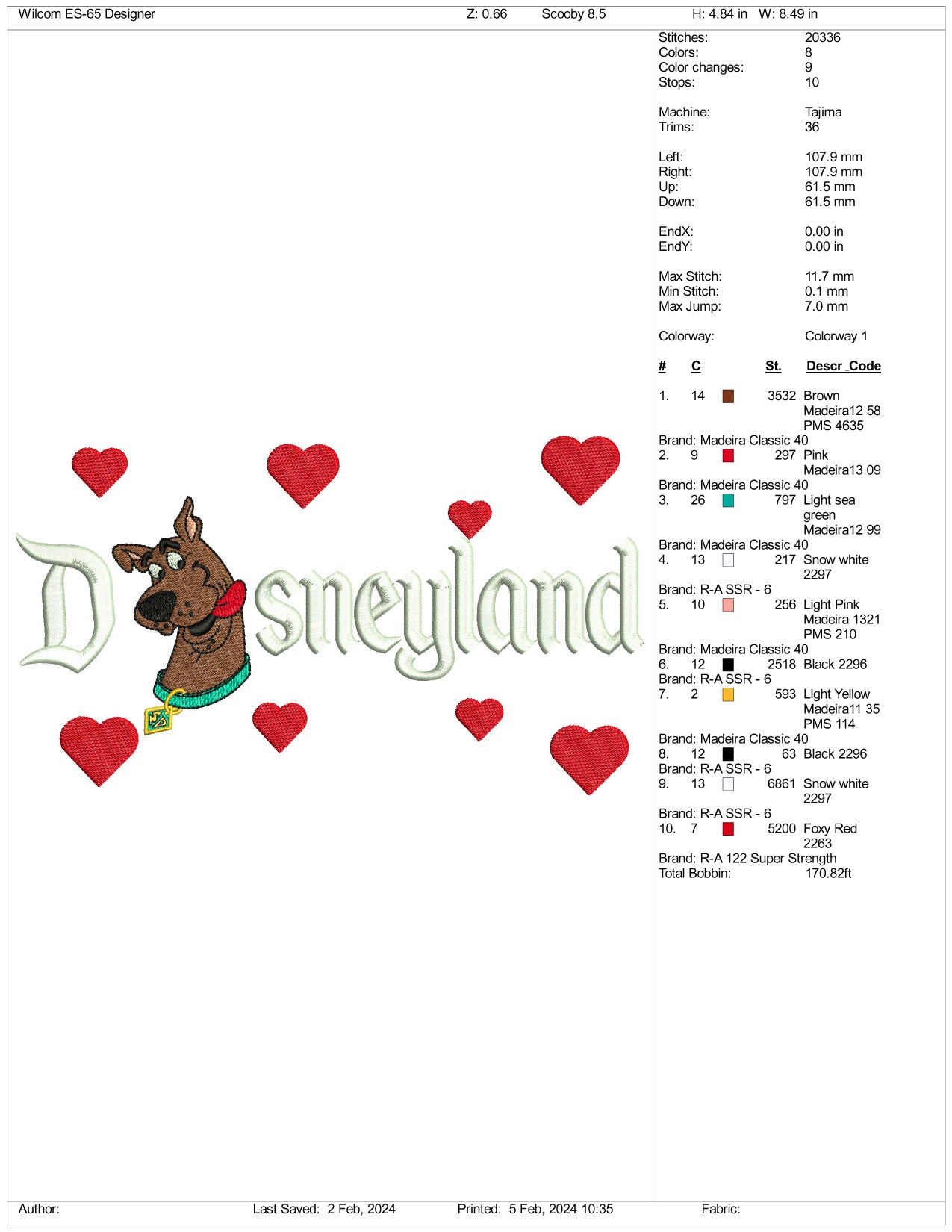 Scooby Doo Disneyland Embroidery Design Files - 3 Size's