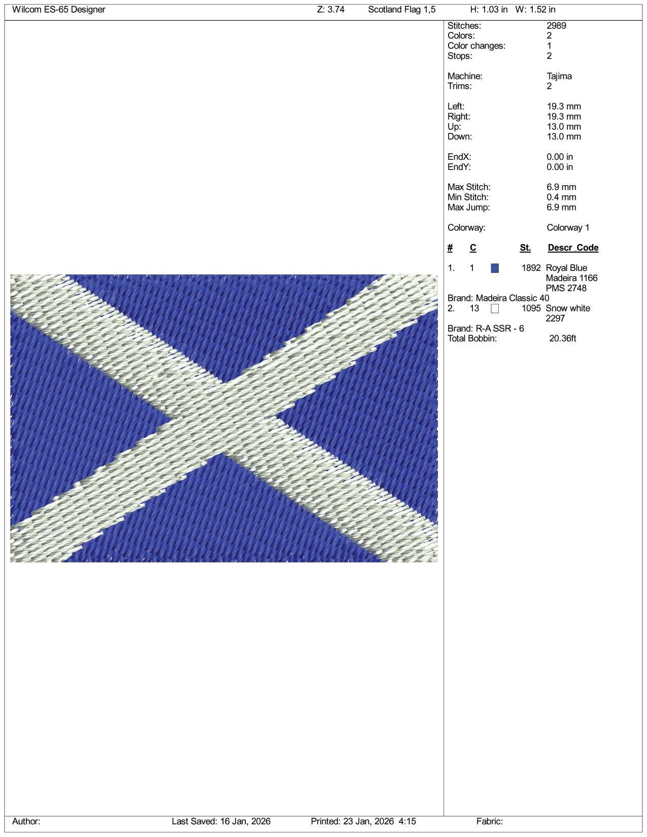Santa Claus Scotland Flag Embroidery Design Files - 3 Size's
