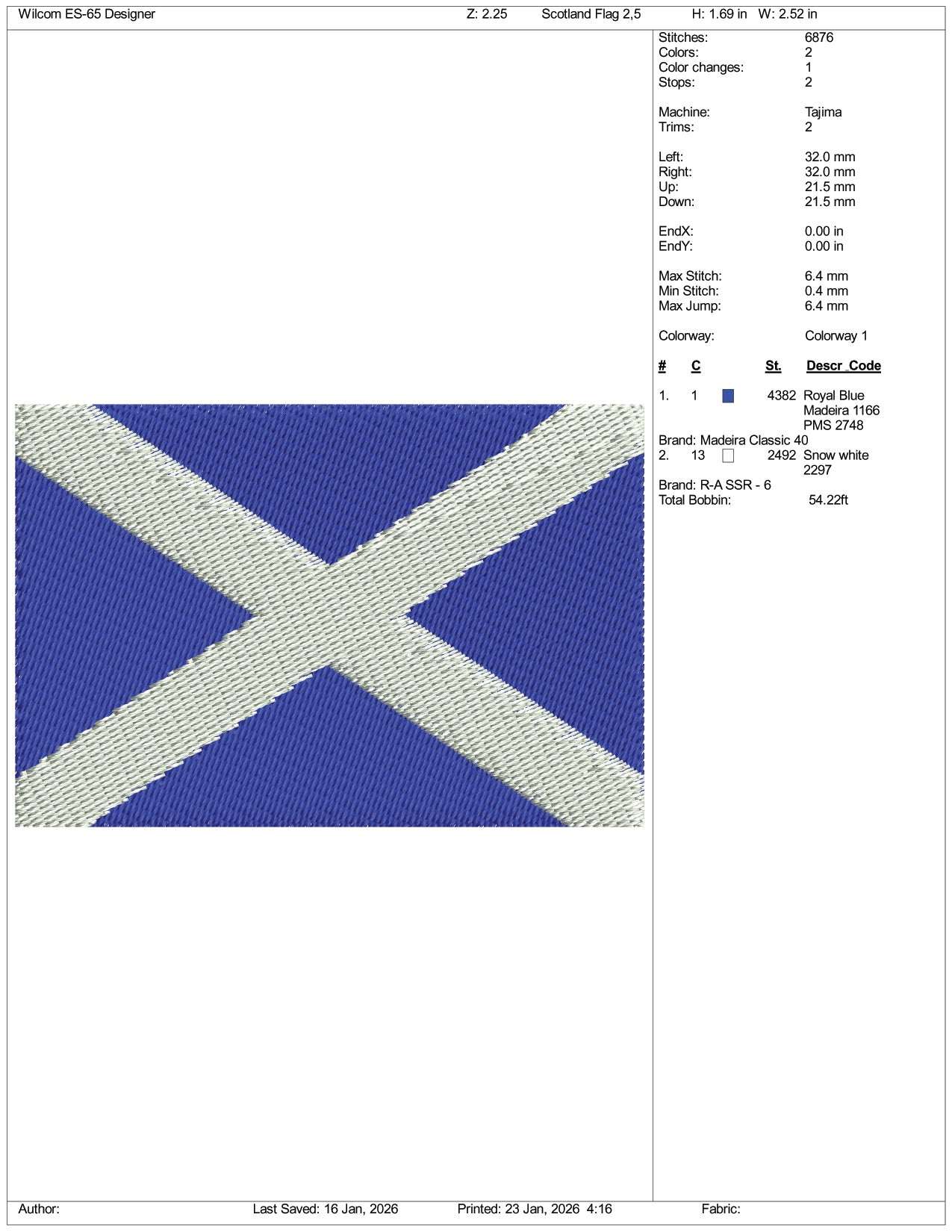 Santa Claus Scotland Flag Embroidery Design Files - 3 Size's