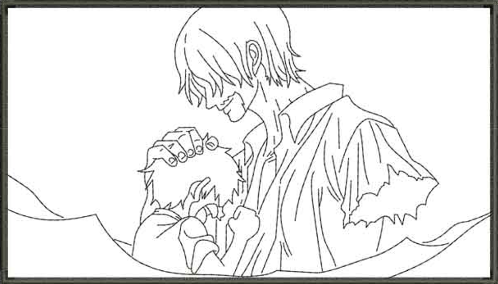 Sanji Line Art Embroidery Design Files - 4 Size's