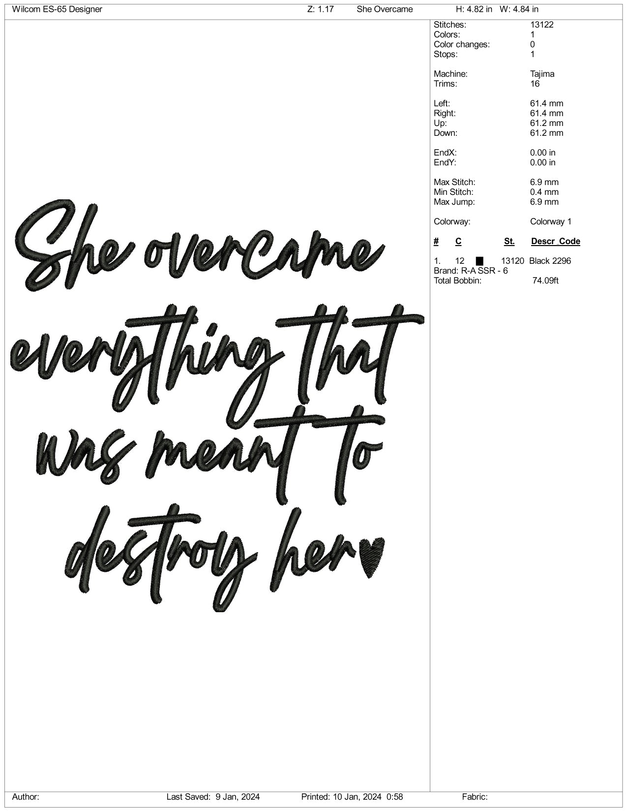 She Overcome Embroidery Design Files - 3 Size's