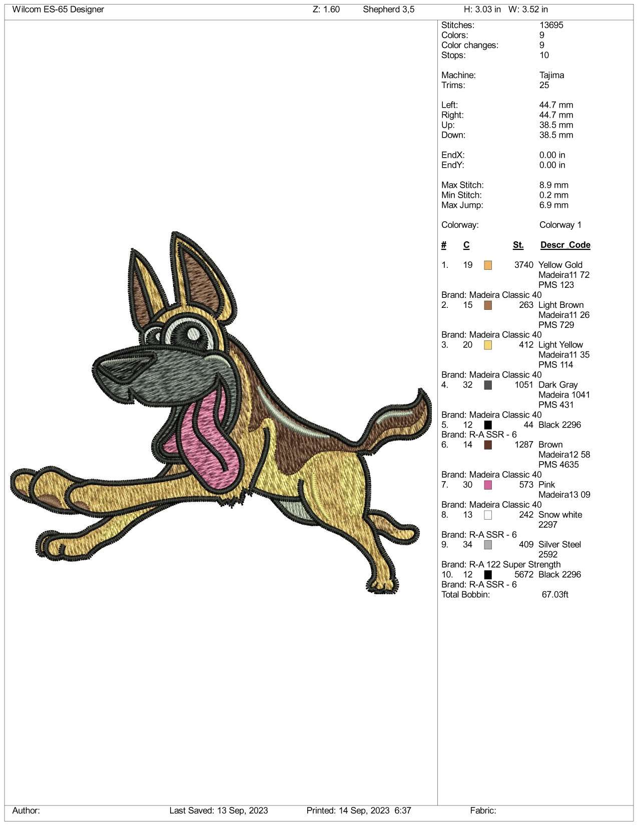 Belgian Malinois Dog Embroidery Design Files - 3 Size's