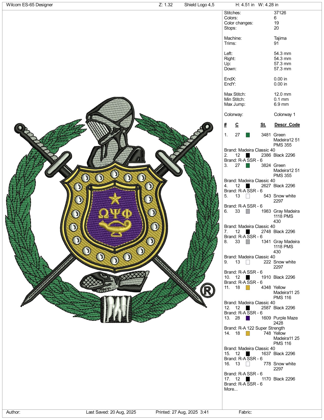 Security Shield Embroidery Design Files - 3 Size's