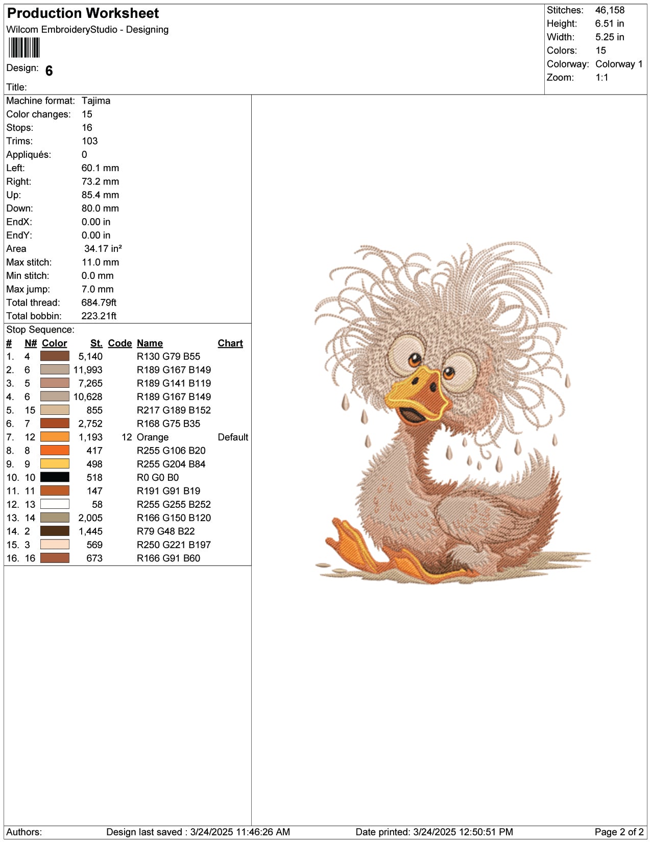 Shocked Duckling Embroidery Design Files - 9 Size's