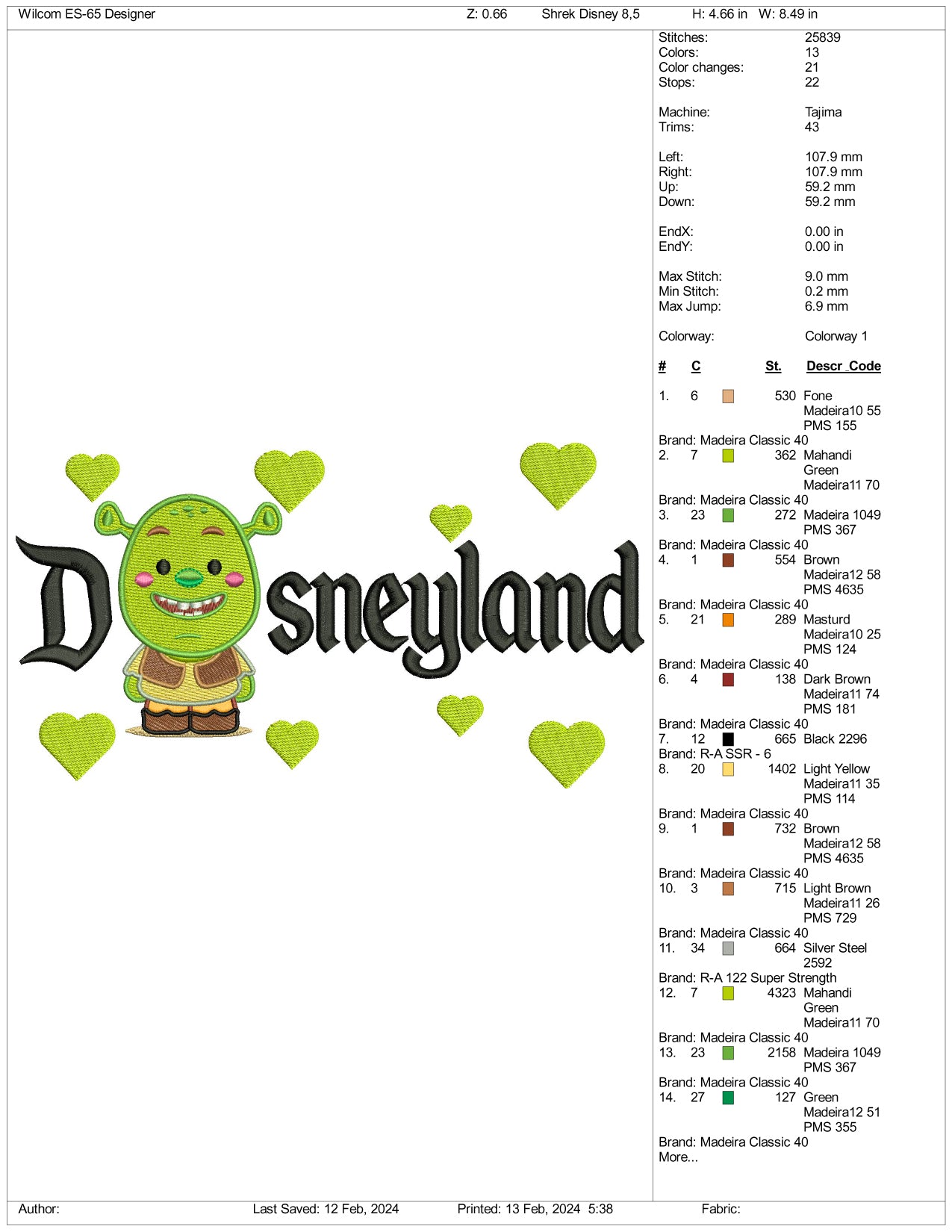 Chibi Shrek Disneyland Embroidery Design Files - 3 Size's