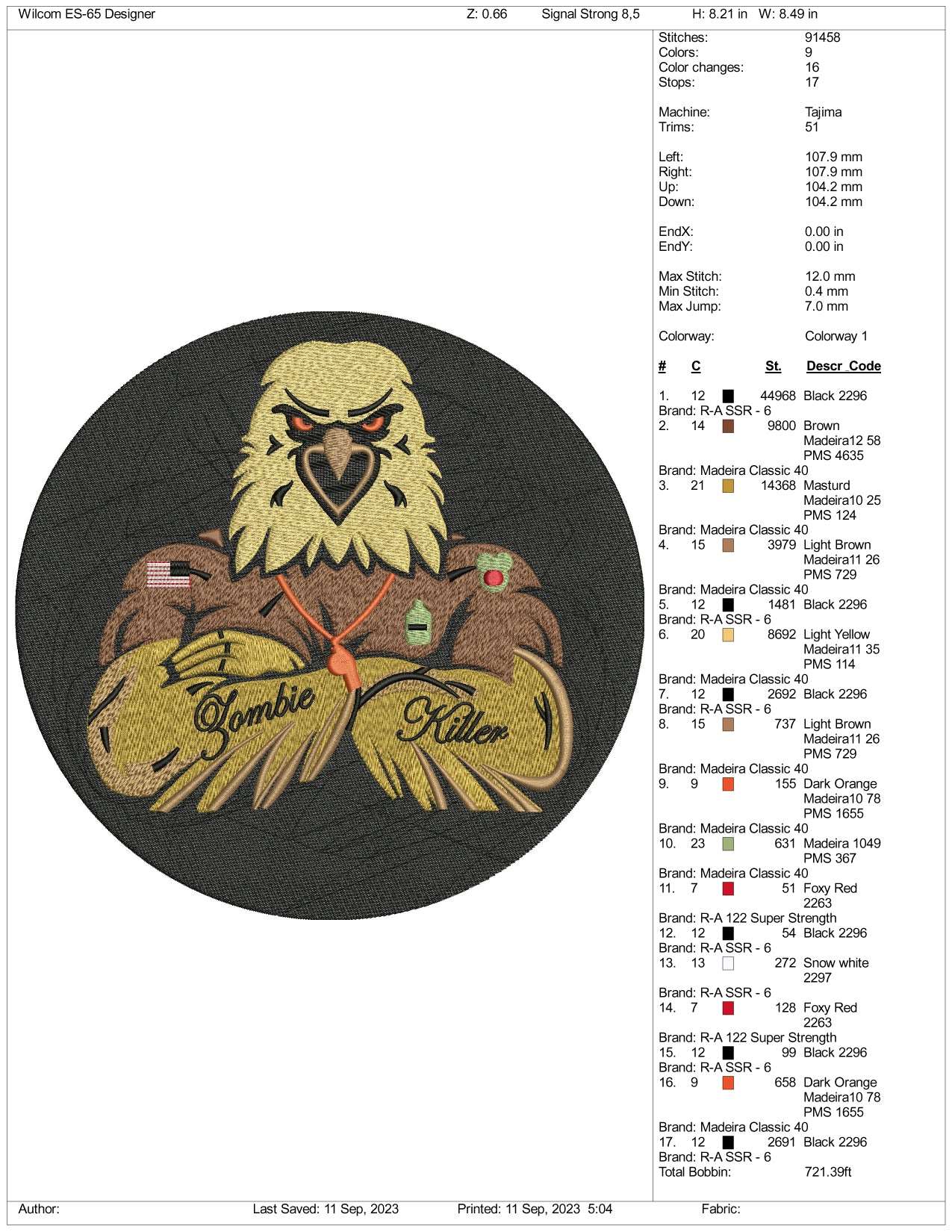 Commando Eagle Embroidery Design Files - 3 Size's