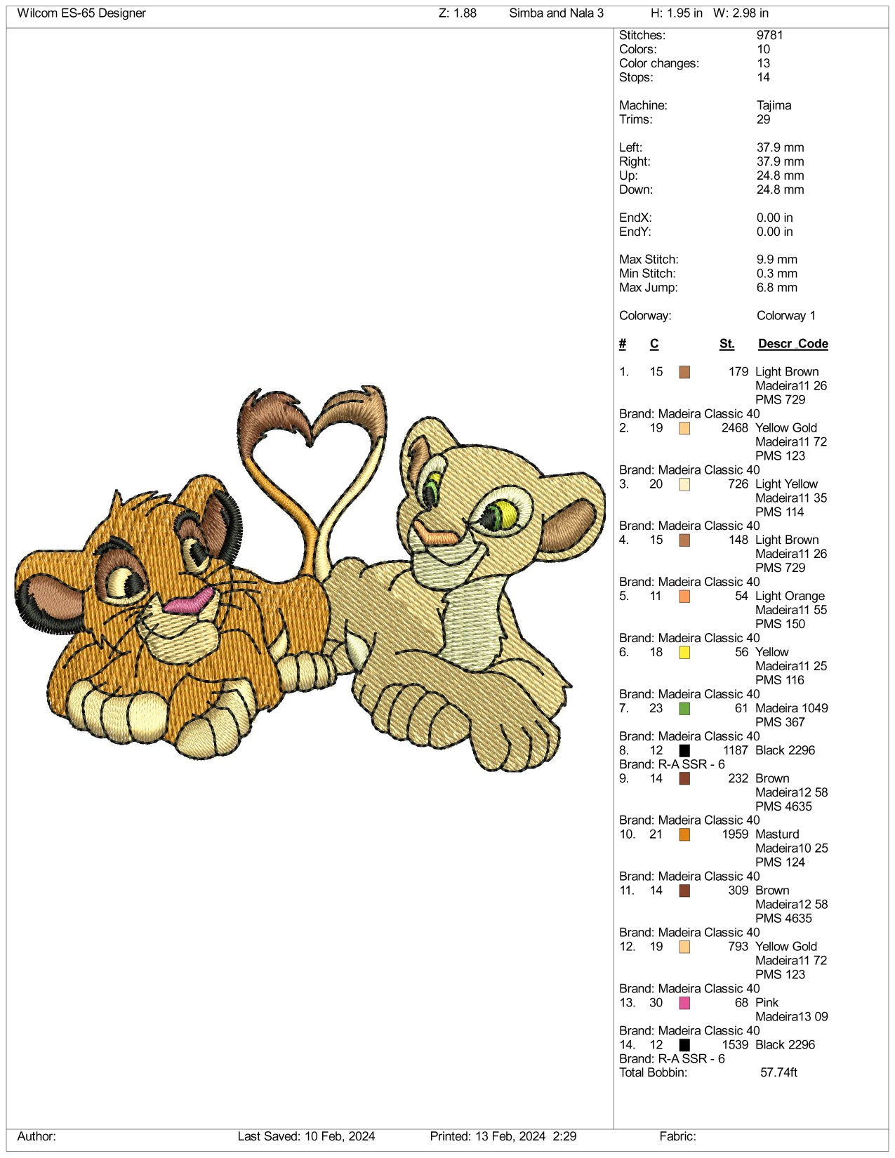 Simba & Nala Embroidery Design Files - 3 Size's