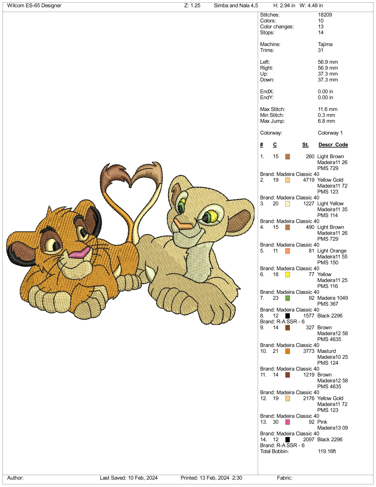 Simba & Nala Embroidery Design Files - 3 Size's