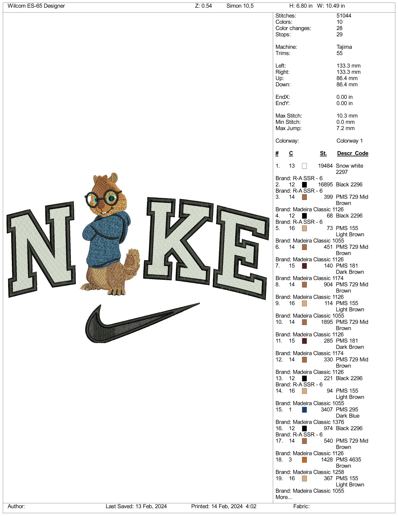 Nike Simon Embroidery Design Files - 3 Size's