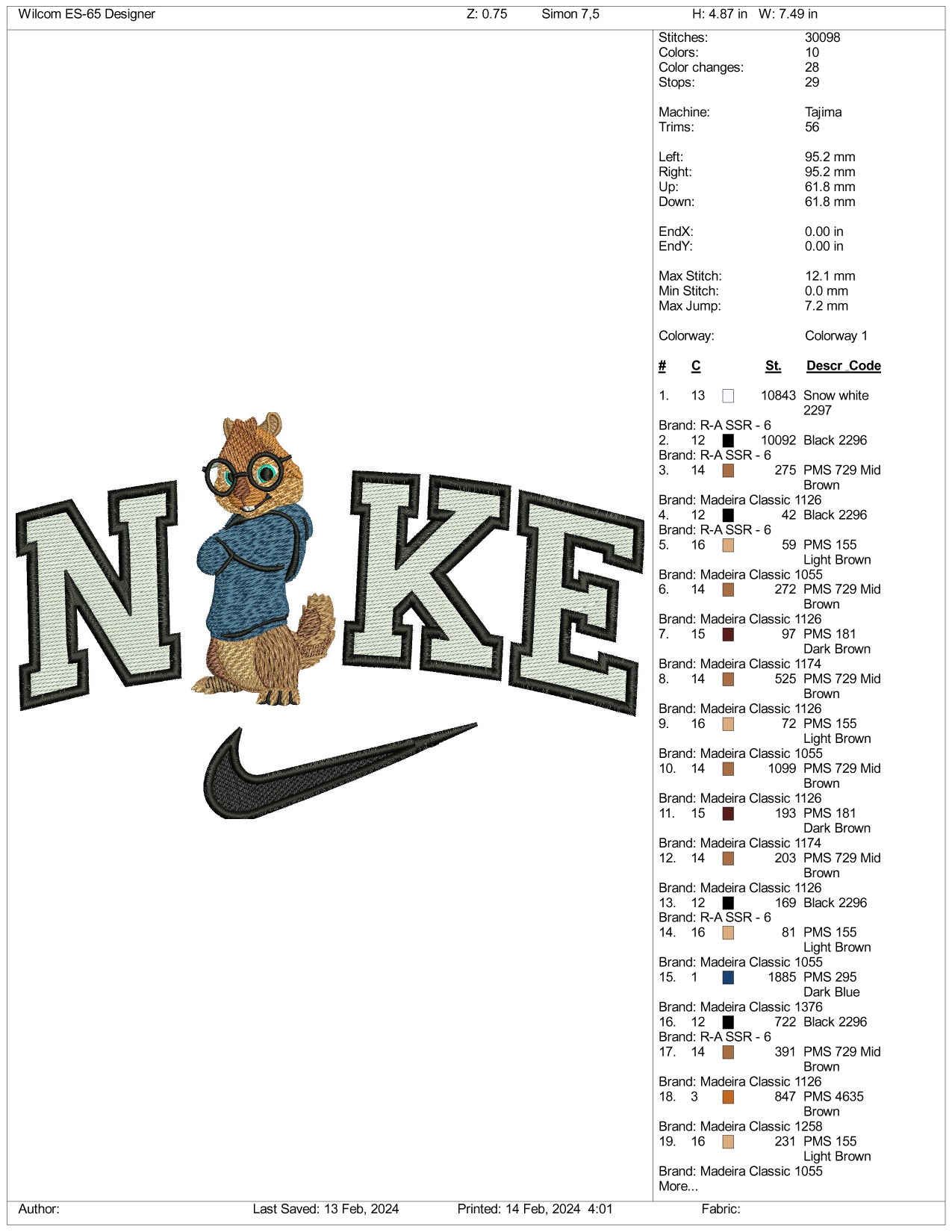 Nike Simon Embroidery Design Files - 3 Size's