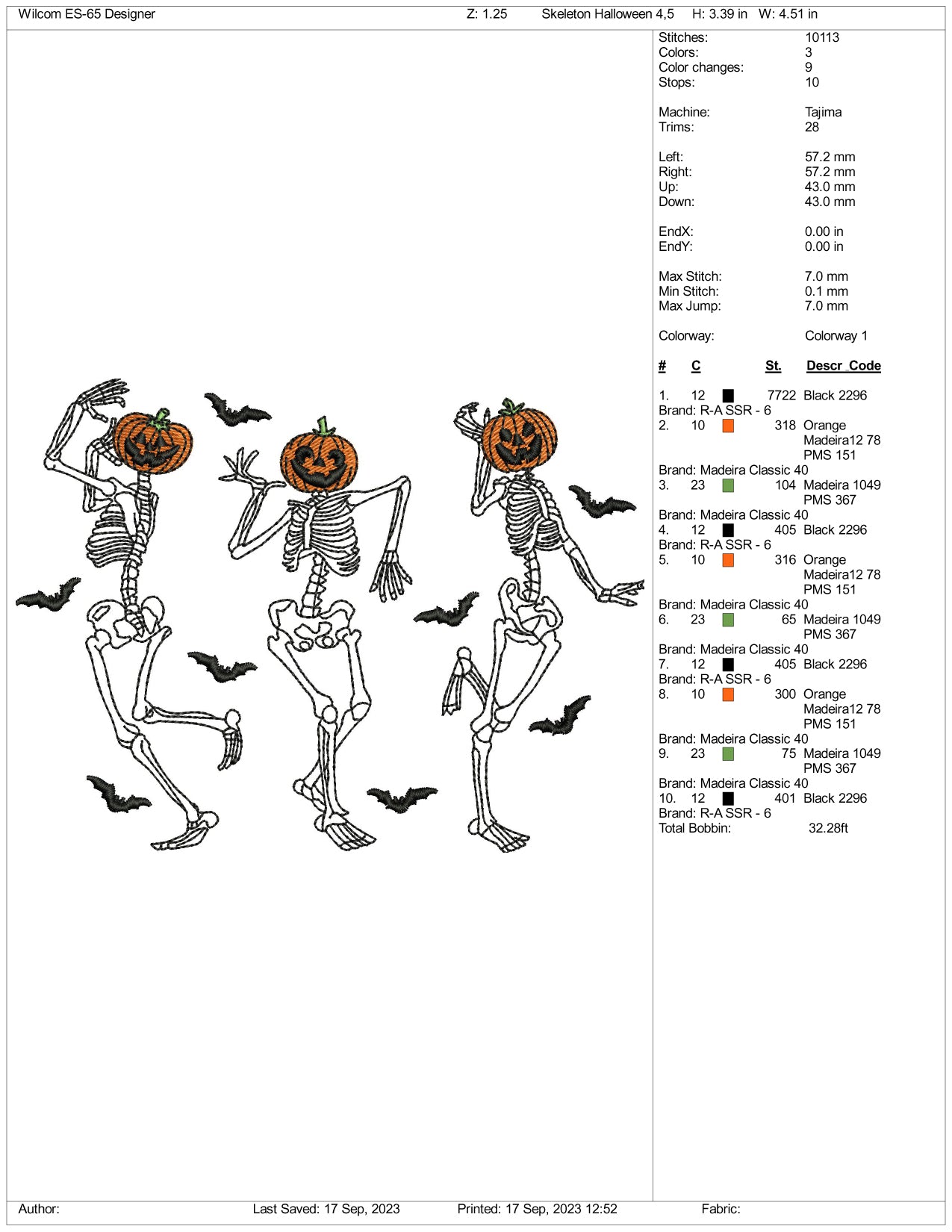 Dancing Skeletons Halloween Embroidery Design Files