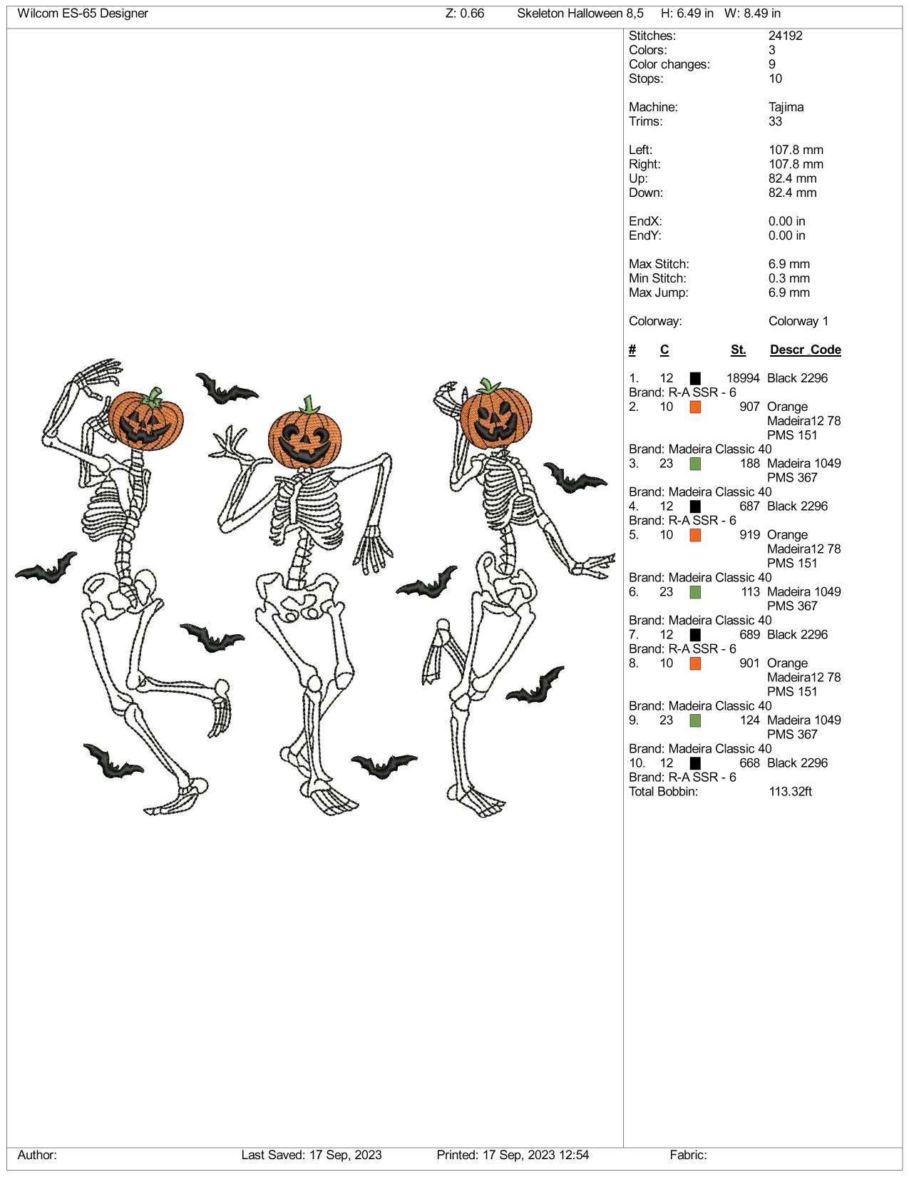 Dancing Skeletons Halloween Embroidery Design Files